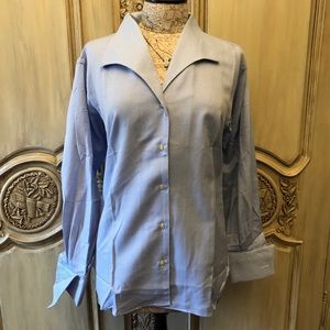 Blue,wide collar, French cuff Hartford dress shirt